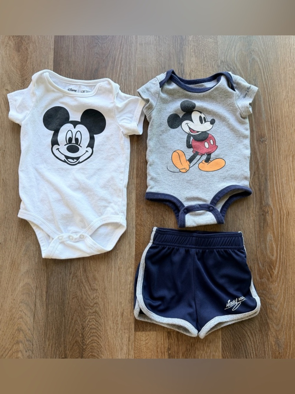 DISNEY | Mickey Mouse Baby Outfit Set | Graphic Onesies Shorts Set | 3 Piece